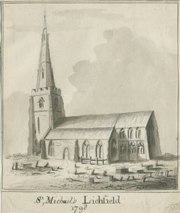 Lichfield - Chiesa di San Michele: disegno a penna e seppia da School English