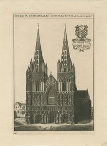 Cattedrale di Lichfield - Facciata Ovest (incisione) da School English