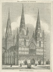 Cattedrale di Lichfield - Facciata ovest: incisione su legno, nd [?XIX secolo] da School English