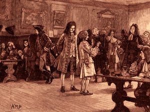 Caffè di Londra nel regno della regina Anna (stampa) da School English