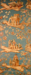 Carta da parati in tela cerata raffigurante varie scene