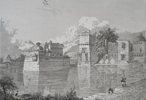 Palazzo di Ranee Bheem e Pudmundi a Cheetore (Chitor, Stato di Udaipur) (incisione) da School English