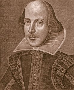 Ritratto di William Shakespeare, inciso da Martin Droeshout da School English