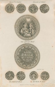 Tutbury - Piatto di monete medievali: incisione, nd [c 1832]