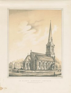 Chiesa del Distretto di San Marco, Wolverhampton (litografia colorata) da School English