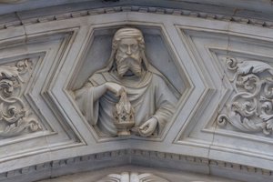 Cristo, dettaglio dal rilievo intorno al portale laterale, cattedrale di Santa Maria del Fiore, Firenze da School Florentine