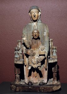 Arte francese: Vergine in maestà in quercia intagliata
