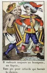 Capitano Fracasse: "Ha sempre maltrattato un borghese..." romanzo di Théophile Gautier (1811-1872) - Immagine di Epinal da School French