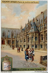 Monumenti gotici: il tribunale di Rouen - chromo. Liébig da School French