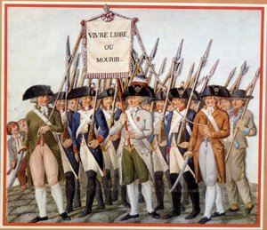 Guardie Nazionali con la bandiera “Vivi libero o muori” da School French