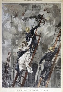 Salvataggio della signora Duplay dai Vigili del Fuoco - in "Le Petit Parisien"