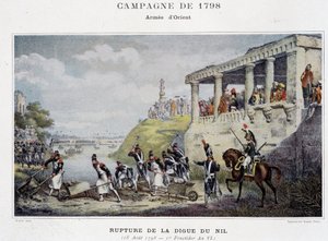 Rottura della diga del Nilo - in “Vittorie e Conquiste degli Eserciti Francesi”, Parigi, n.d. da School French