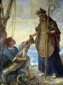 San Pol de Leon riceve da un pesce, sull