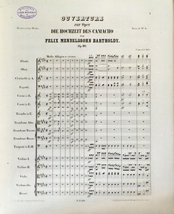 Partitura di "Die Hochzeit des Camacho" di Felix Mendelssohn
