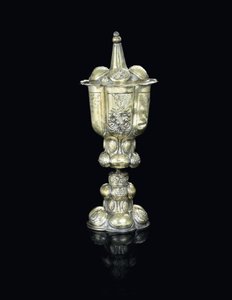 Coppa con coperchio, probabilmente Transilvania, inizio XVII secolo (argento dorato) da School Hungarian
