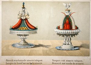 Design per la presentazione della lingua di bue su un letto di stearina e per l
