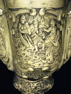Coppa di nautilo montata, Nagyszeben, metà del XVII secolo (conchiglia e argento dorato) (dettaglio)