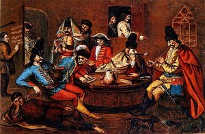 Soldati ribelli del principe Ferenc Rákóczi II che si rilassano con i compagni da School Hungarian