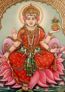 Miniatura della dea Lakshmi su avorio da School Indian