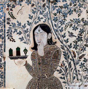 Intarsio decorato con una figura di servitore, palazzo di Sawai Jai Singh II (1699-1744) da School Indian
