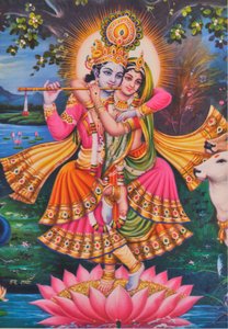 Krishna e Radha (litografia a colori)