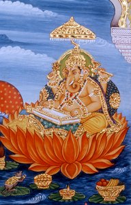 Signore Ganesh Ganpati, Miniatura, Scrittura di Scritture da School Indian