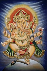 Signore Ganesh Ganpati Miniatura su carta da School Indian