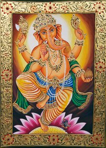 Lord Ganesha Ganpati Miniatura su Carta da School Indian