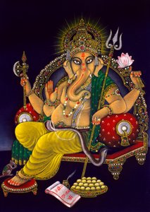 Dipinto di Lord Ganesha Ganpati su velluto
