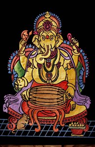 Signore Ganesha Ganpati che suona uno strumento musicale da School Indian