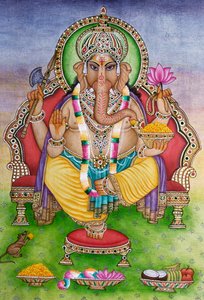 Signore Ganesha Ganpati in miniatura su carta da School Indian