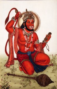 Dipinto in miniatura di Lord Hanuman su avorio