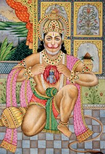 Miniatura di Lord Hanuman su carta da School Indian