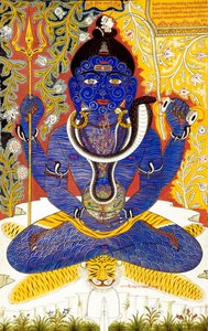Signore Shiva Shanker Miniatura su Carta Tantrik