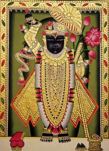 Lord Shrinathan Nathdwaran Miniatura su carta da School Indian