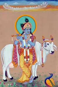 Miniatura di Dio Krishna da School Indian