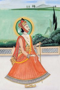 Miniatura del Maharaja Sawai Jai Singh Terzo, Jaipur da School Indian