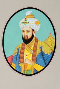 Miniatura del Mughal Imperatore Humayun da School Indian