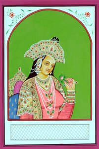 Miniatura della regina Mughal Mumtaz Mahal da School Indian