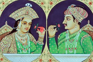 Miniatura della Regina Noorjahan con Jahangir, India da School Indian