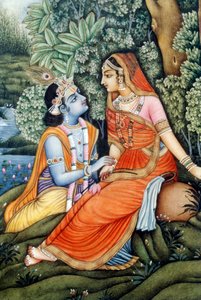 Pittura Miniatura di Radha Krishna, India