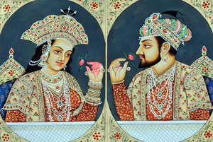 Miniatura di Shah Jahan e Mumtaj India Asia da School Indian
