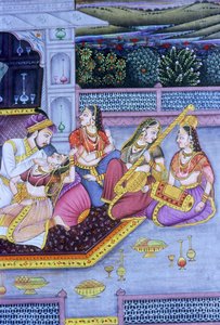 Miniatura Mughal su carta, scena d