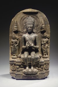 Stele in stile Pala con Buddha incoronato, India nord-orientale