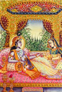 Miniatura di Radha Krishna su avorio