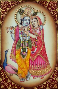 Miniatura di Radha Krishna su avorio