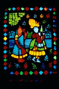 Radha Krishna su vetro colorato da School Indian