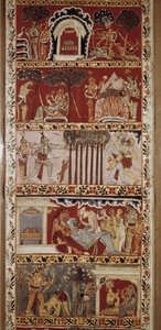 Scene del Ramayana, poema epico composto nel VI secolo da Valmiki e che racconta la leggenda di Rama. Bengala Occidentale. Biblioteca Victoria & Albert. Londra da School Indian