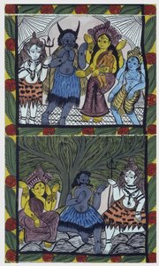 Shiva dà vita a Ganesha (Ganesh o Ganapati), tra le braccia di sua madre Parvati, dopo avergli tagliato la testa in un accesso di rabbia. Pat: rotolo dipinto della regione del Bengala, che serve come mezzo narrativo per i musicisti Baoul (o baul). Leonard  da School Indian
