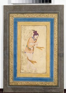 Ritratto di un maestro derviscio iraniano - Miniatura dipinta, acquerello, gouache e oro su cartone, inizio XVII secolo da School Iranian